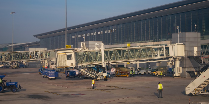 An image of Rajiv Gandhi International Airport located in the city of Hyderabad.
