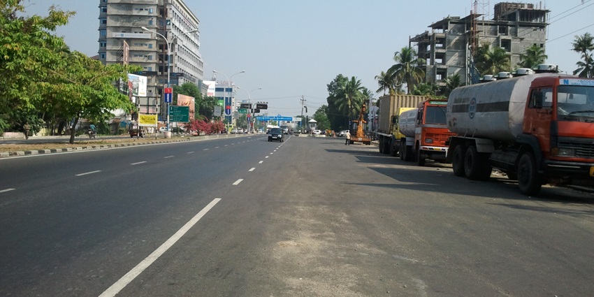 The view of Ernakulam Palarivattom N.H. Bypass Junction, located in Kerala, India.
