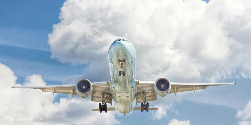 A view of an aeroplane in the air, one of the most convenient ways to reach Assam.