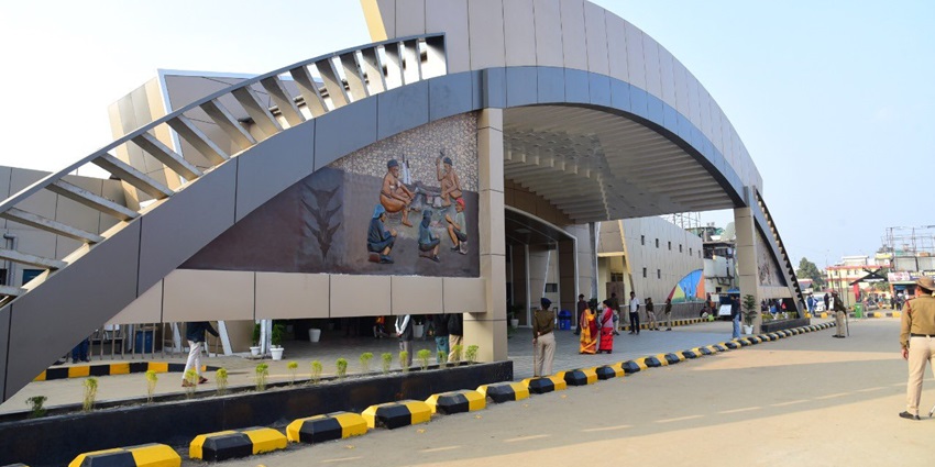 A picture of the railway station of Dimapur town from the outside, where the music festival occurs