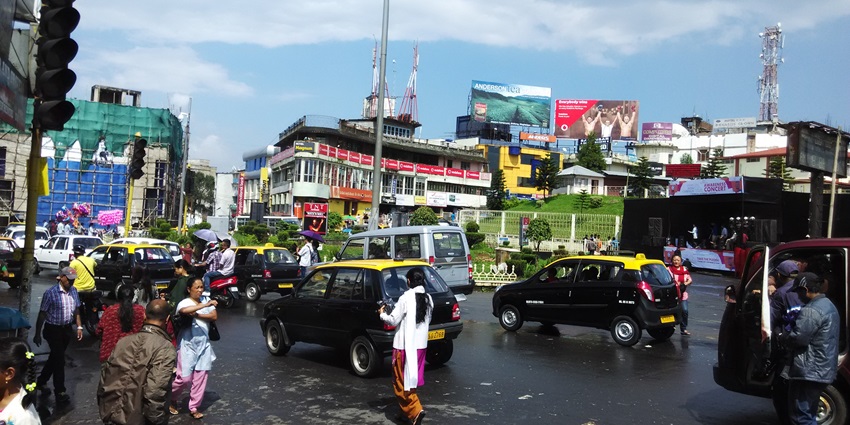A view of the bustling town of Shillong, Meghalaya, which is used for representation.