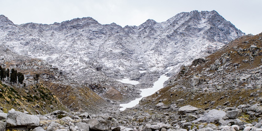 Indrahar Pass is a ridge line used by Gaddi shepherds to cross between two districts.