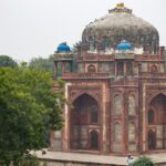 A view of the famous Isa Khan's Tomb, a popular tourist attraction in this region.