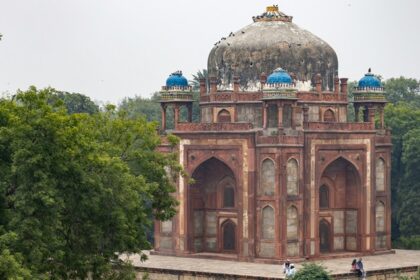 A view of the famous Isa Khan's Tomb, a popular tourist attraction in this region.