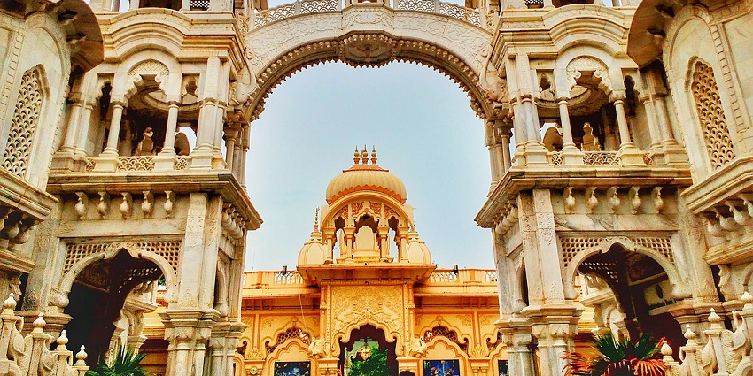 Iskcon temple in Vrindavan reflects the devotion and reverence to Lord Krishna.