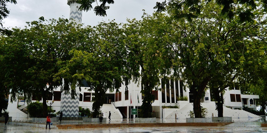 A view of the premises of Al Sultan Muhammad Thakurufaanu Al Auzam Mosque in Maldives.