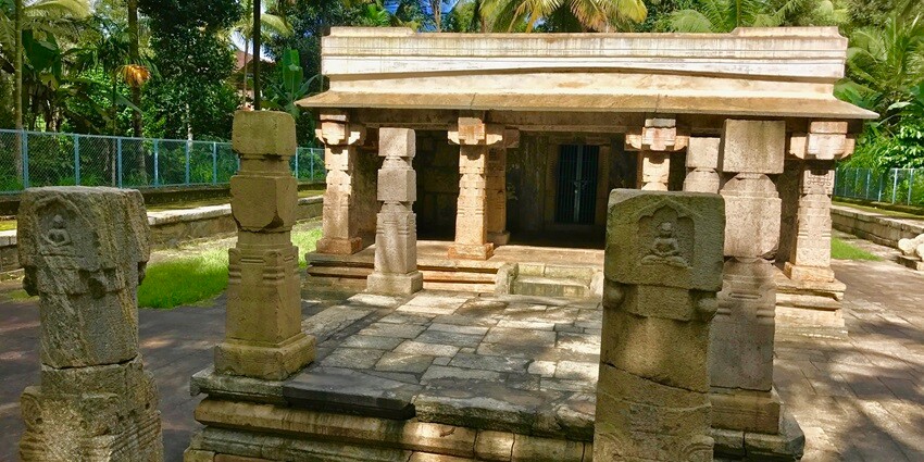 A picture of the ruins of one of the famous ancient Jain temples in Wayanad, Kerala