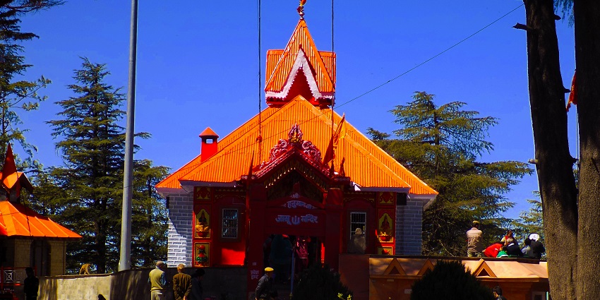 A picture of a famous Lord Hanuman temple in Shimla as seen from the front side