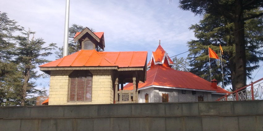 A picture of a famous Lord Hanuman temple in Shimla as seen from the back side
