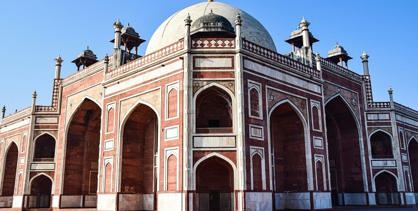 A breathtaking vista of Humayun’s Tomb, a historical tourist hotspot in the region.