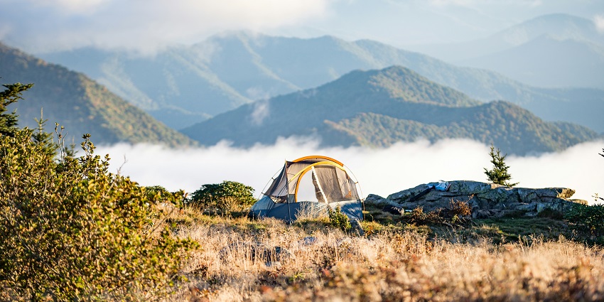 A glimpse of camp on the lush green fields, an awe-inspiring spot for camping in Jibhi.