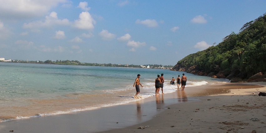 Secluded Jungle Beach with golden sand, turquoise water - Hidden beaches in Sri Lanka.
