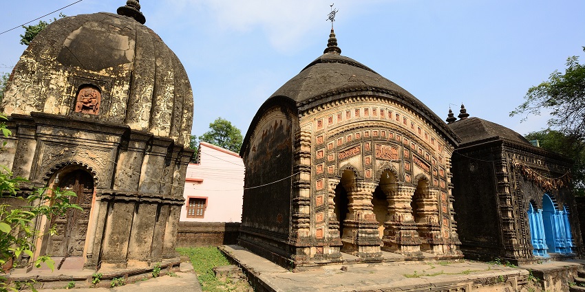 Image of the ornate carvings and architecture of the Kali Mandir