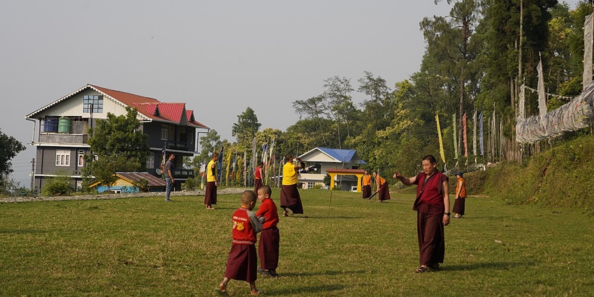 Kaluk in West Sikkim, India, showcasing its traditional architecture amidst lush greenery