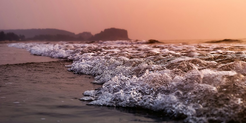 A closer view of waves of Kantiang Bay, one of the best Koh Lanta beaches in Thailand.
