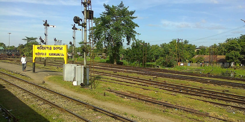 Karimganj Railway Station with its colonial architecture and quiet, rural surroundings.