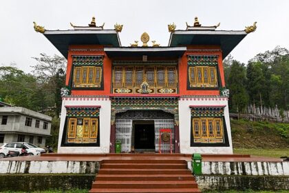 A mesmerising view of a beautifully structured Monastery in Sikkim during the day.