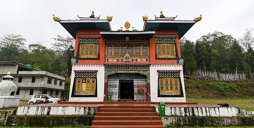 A mesmerising view of a beautifully structured Monastery in Sikkim during the day.