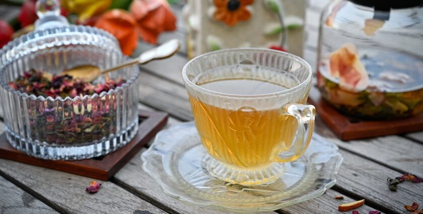 Savour Kashmiri tea known as Kashmiri Kahwa which is made from a blend of exotic species.