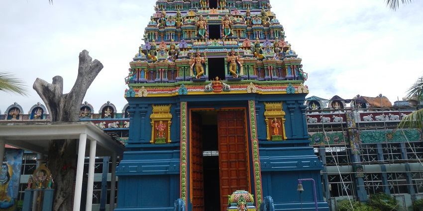 A vibrant Hindu temple with intricate architecture - Shiva temples in Sri Lanka.