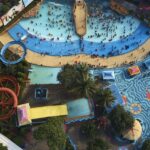 Aerial view of one of the waterparks in Kerala