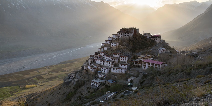 Picture of a famous Buddhist holy shrine located near the Spiti River in Himachal Pradesh.