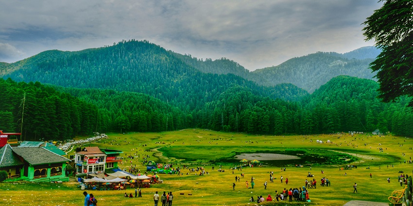 Snapshot beautiful hills and Meadows of Khajjiar nearby the Kalatop wildlife sanctuary.