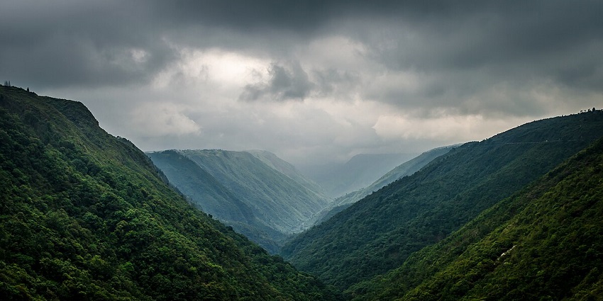 Panoramic view of the beautiful Khasi hills which are submerged in the dense forest