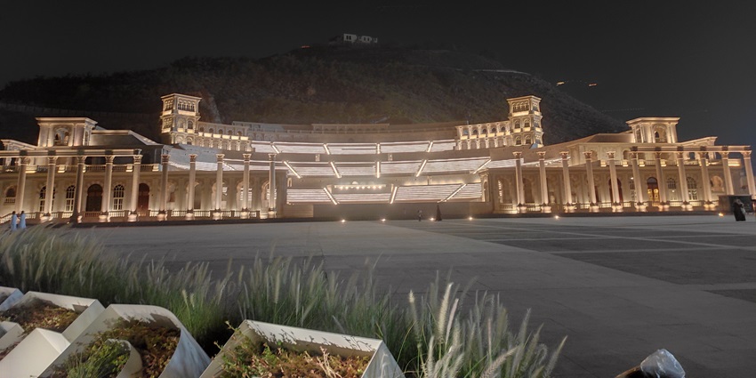 A frontal view of the majestic Amphitheatre, located near the scenic Khor Fakkan Waterfalls