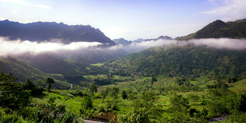 Snapshot of the lush green valley taken from the certain hilltop in the nearby area