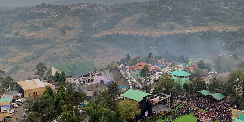 An aerial view of Kisama Village, a quaint place to visit near Dzukou Valley in April.