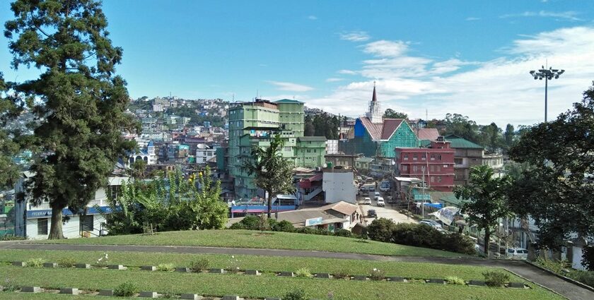 Mesmerizing wide angle snap of the beautiful Kohima city amidst the alluring dense forest