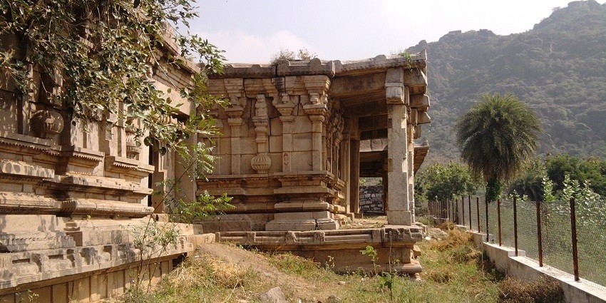 beautiful image of the ruins of historic Kondaveedu Fort which is near the Temple village