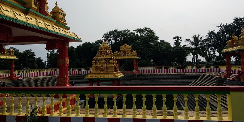 West entry of Koneru Yaganti Temple in Kurnool, showcasing intricate architecture.