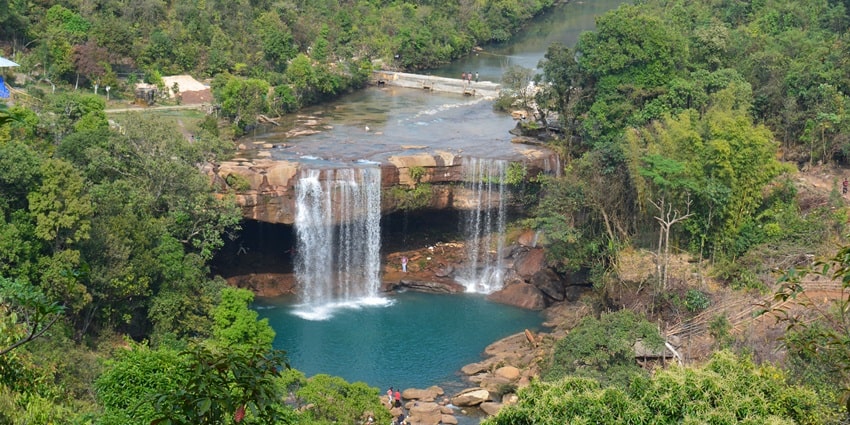 Panoramic image of the beautiful waterfall nearby by the idyllic Umsiang picnic place