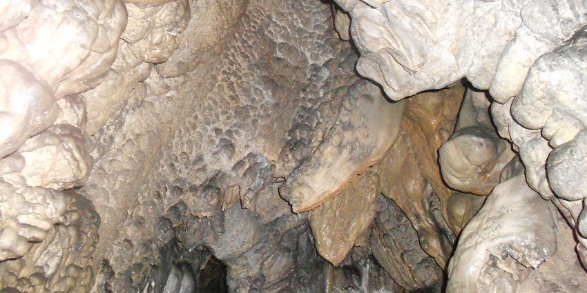 A picture of a cave system in Shillong with an excavator exploring it
