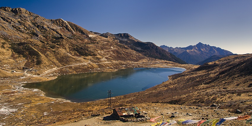 Picturesque view of the lake, famous spot on old silk route, encircled by large mountains