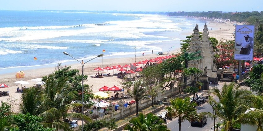 Kuta is one of the top beaches in Bali, Indonesia with long sandy stretches