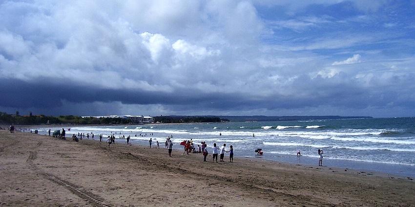 Scenic image the famous Kuta beach in the majestic island of beautiful Bali
