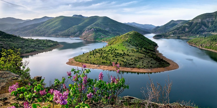 The scenic panoramic aerial view of the nearby landscapes around the Raimona national park