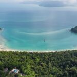 The breathtaking panoramic view of the beautiful and isolated island in Malaysia.