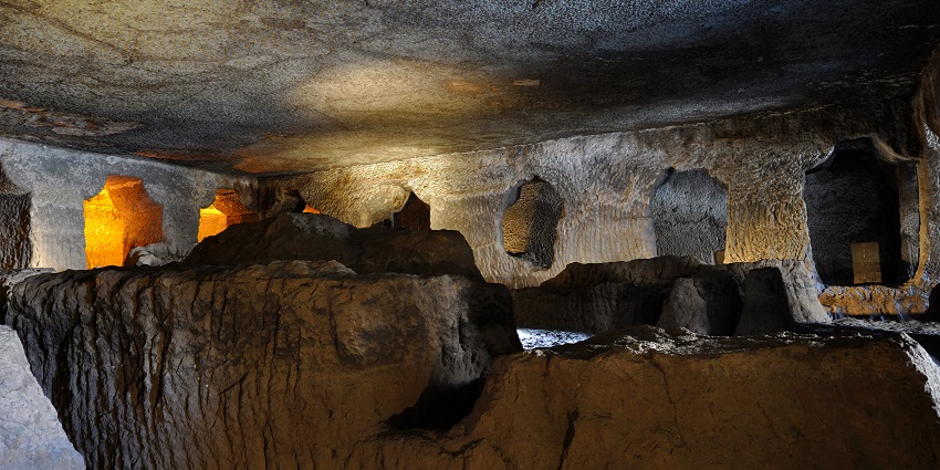 A picture of an underground cave around the Siju Caves Meghalaya with multiple doorways and routes