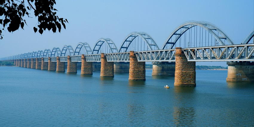 Serene waters of East Godavari justifying the scenic location of the Antarvedi Temple.