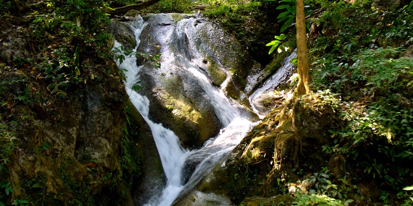 The Erawan National Park address is in the range of Kanchanaburi Province, Thailand.