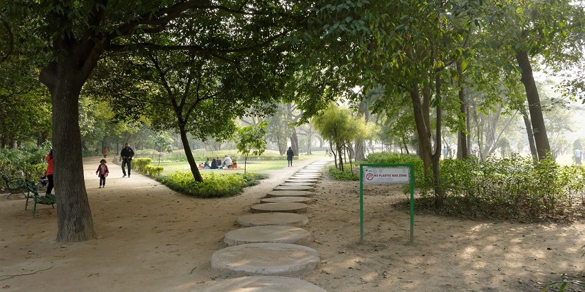 Beautiful image of a path in the idyllic lodhi gardens of delhi which is near Airport