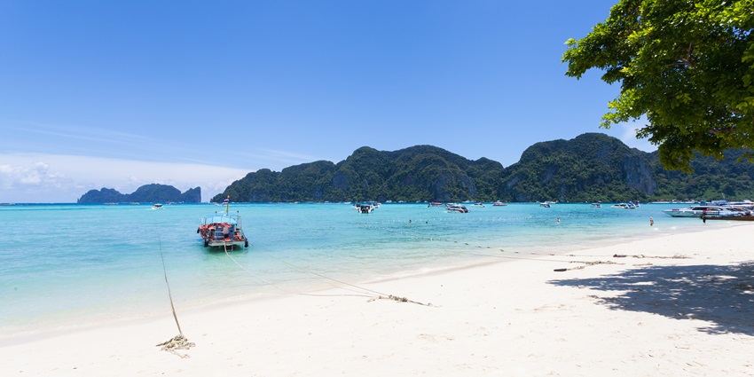 Go swimming and sunbathing at Long Beach on Phi Phi Island on your visit here