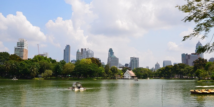 Scenic snapshot of the beautiful Limpini Park –New Year Celebration in Bangkok, Thailand