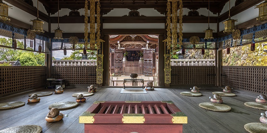 Beautiful image of the interior of a Buddhist monastery in the Vacanity of Majnu ka Tila