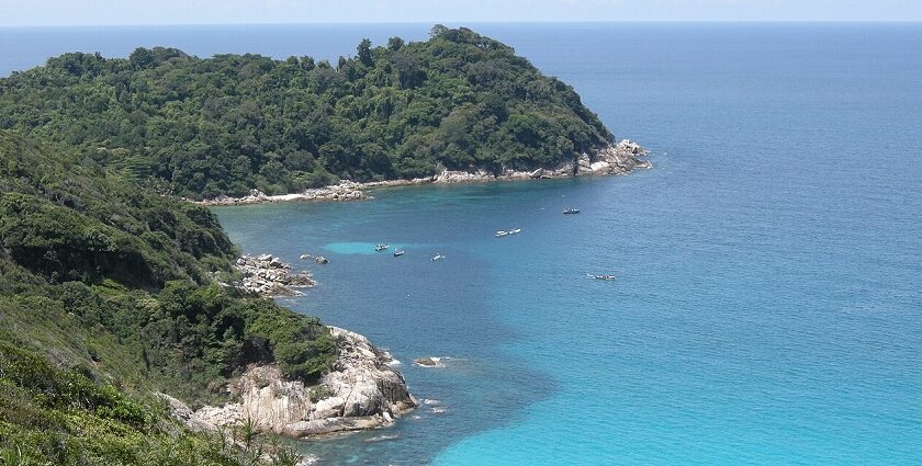 Cherish the beautiful views of Coastline of Pulau Perhentian Kesil Island in Malaysia.