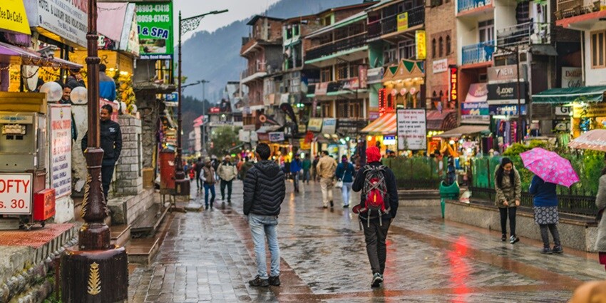 Shop for unique souvenirs and Tibetan handicrafts at Mall Road, Manali, Himachal Pradesh.